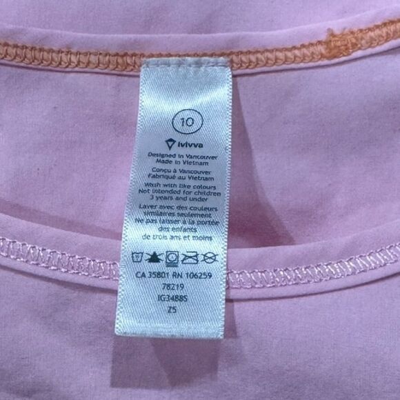 Ivivva Lululemon Pink Performance Short Sleeve Activewear Tee Shirt Girls 10 - Picture 2 of 4
